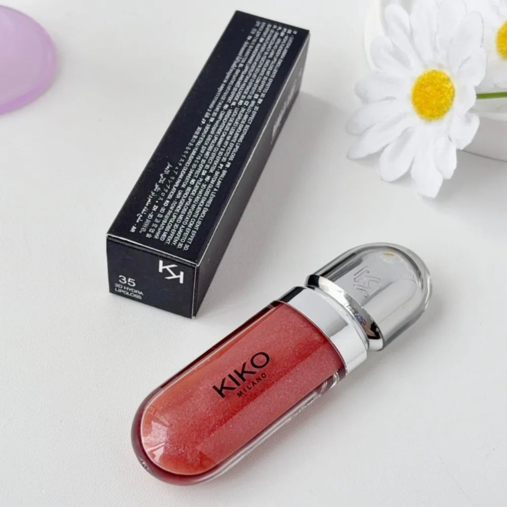 KIKO 3D Liquid Gloss Lip Glaze Mirror Plumper Lipstick Nourished Glossy Full Lips Not Fading Milk Tea Bean Paste Makeup Cosmetic