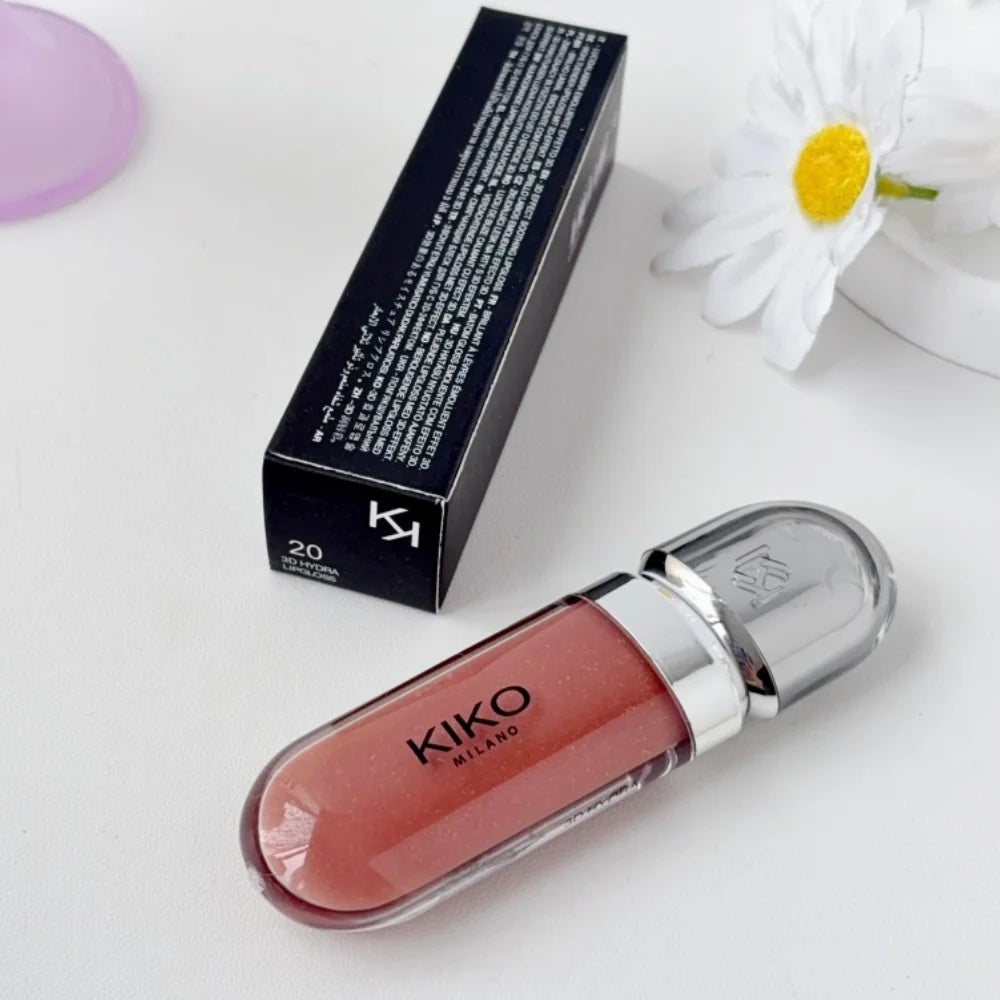 KIKO 3D Liquid Gloss Lip Glaze Mirror Plumper Lipstick Nourished Glossy Full Lips Not Fading Milk Tea Bean Paste Makeup Cosmetic