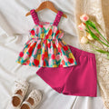 Summer Outfit For Girls Aged 4-7 Kids Girls Clothes Off-Shoulder Top And Shorts 2 Pcs Set Children Clothing For 4 5 6 7 Years