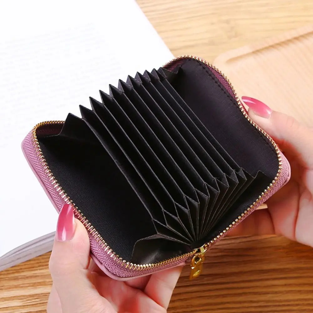 Portable Pu Leather Short Wallet Zipper Closure Cute Style Women Card Holder Simple Design Large Capacity Coin Purse For Women