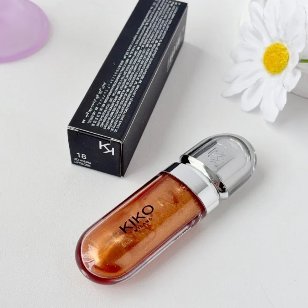 KIKO 3D Liquid Gloss Lip Glaze Mirror Plumper Lipstick Nourished Glossy Full Lips Not Fading Milk Tea Bean Paste Makeup Cosmetic
