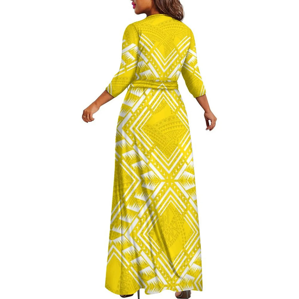 Polynesian Custom Couple Clothing Autumn Long Sleeve New Women'S Dress Hawaii Men'S Formal Shirt 2-Piece Set 2025 New