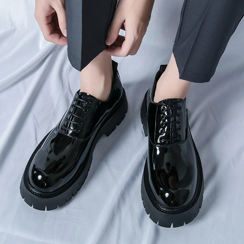 Men Oxford Shoes PU Thick Sole Solid Color Classic Professional Business Men Shoes