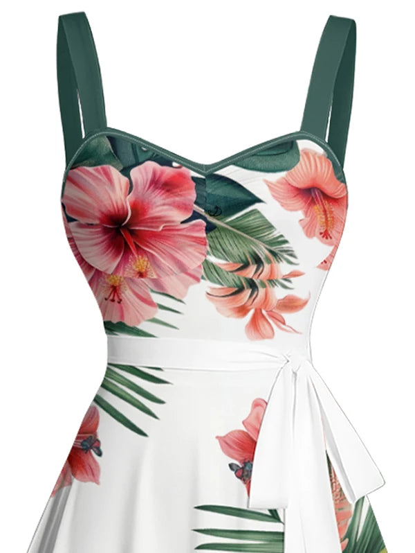 Tropical Flower Print Mini Vacation Dress