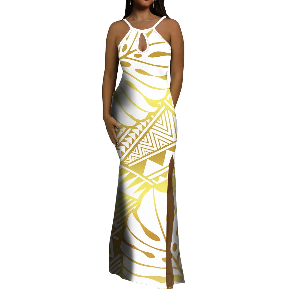 Polynesian Ethnic Tribal Style Design Dress Summer Vintage Elegant Dress Banquet High Quality Dress Custom Printed Dress