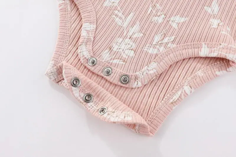 5Pieces Unisex New Born Bodysuits Print Summer Cotton Baby Girl Clothes Sleeveless Cartoon Baby Boy Clothes Set Solid Color