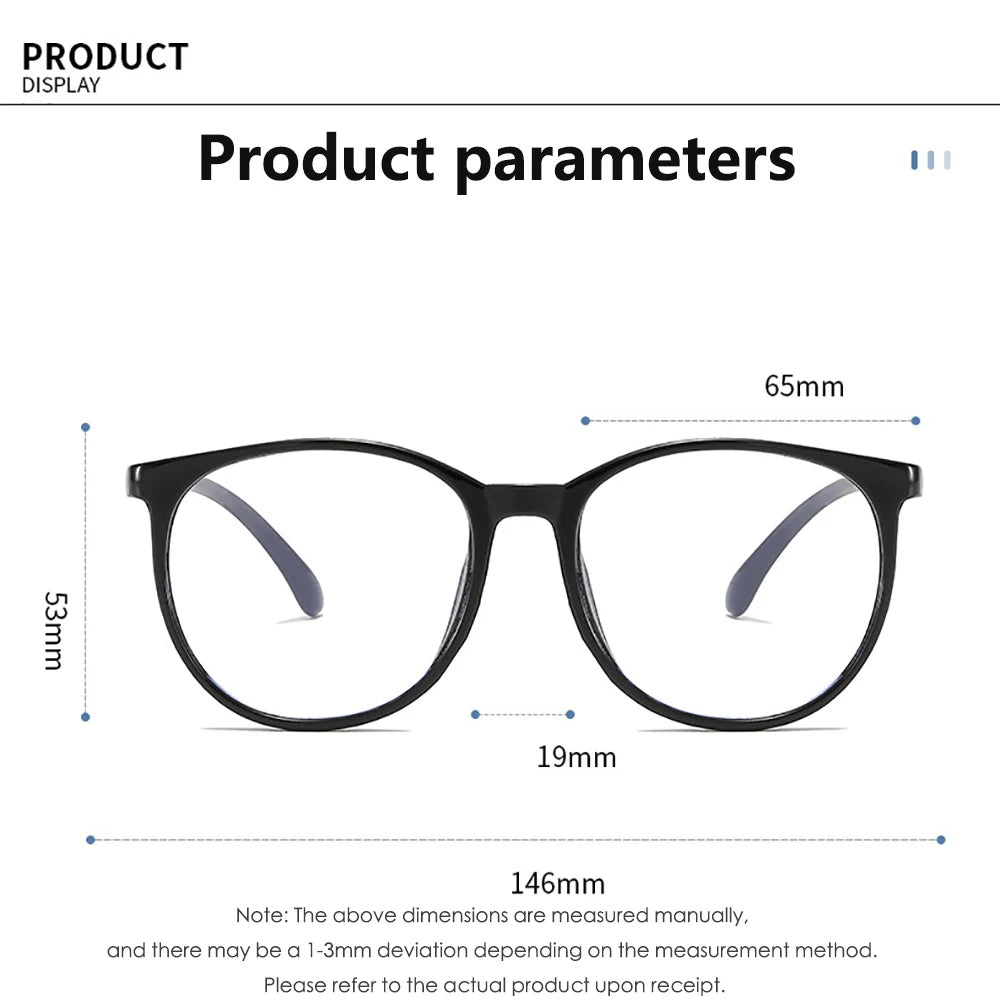Transparent Large Frame Computer Glasses Women Round Anti Blue Light Optical Spectacle Flat Lens Eye Protection Plain Glasses