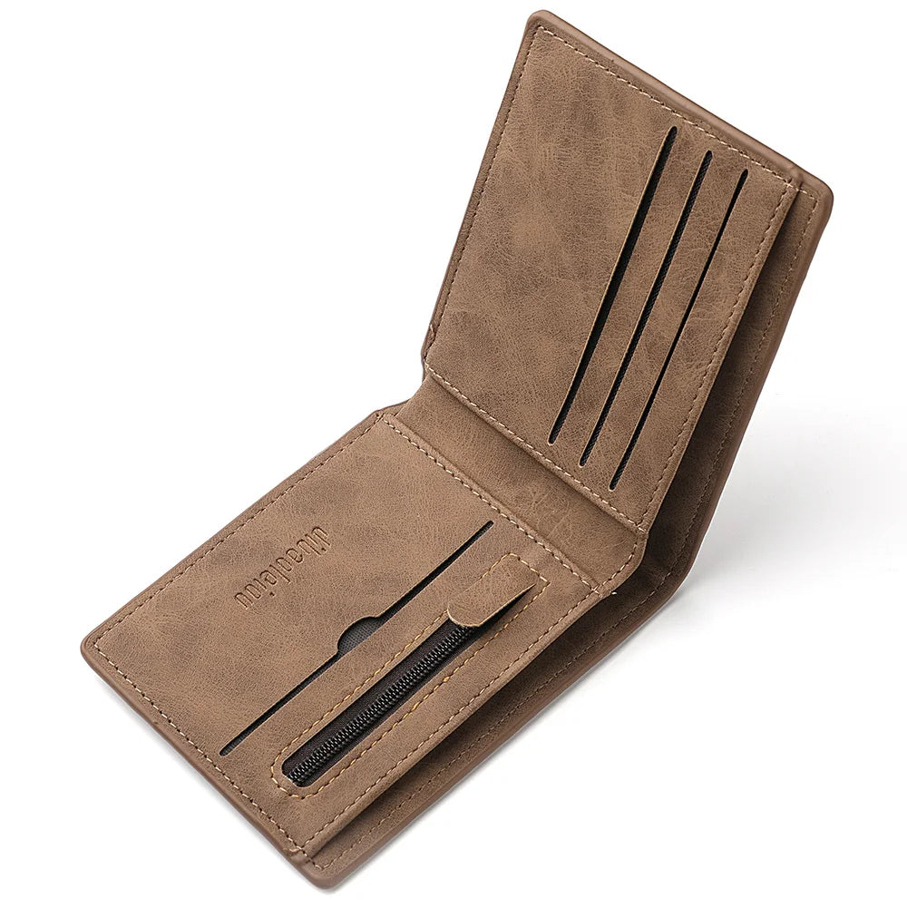 Mini Ultra-thin Men's US Dollar Wallet, Featuring a Retro-style Zipper Pocket, Multiple Card Slots, and a Credit Card Pocket