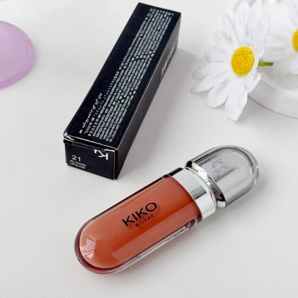 KIKO 3D Liquid Gloss Lip Glaze Mirror Plumper Lipstick Nourished Glossy Full Lips Not Fading Milk Tea Bean Paste Makeup Cosmetic