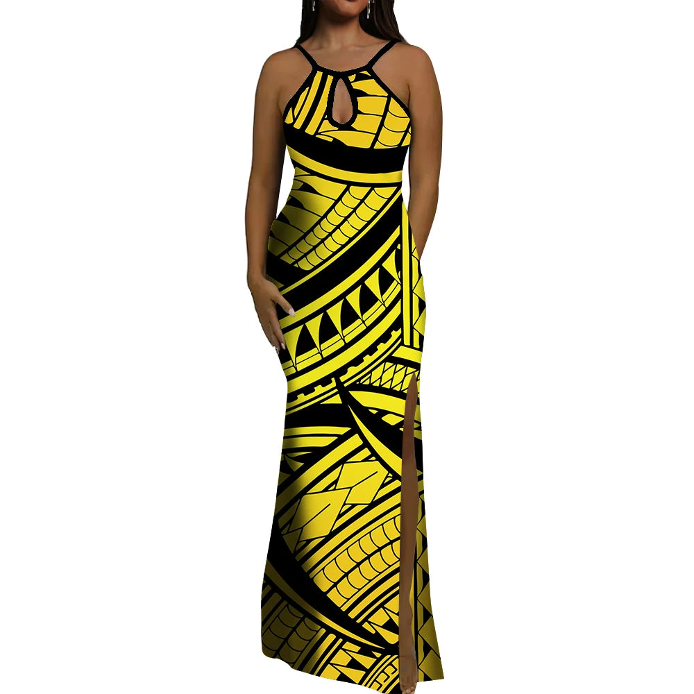 Polynesian Ethnic Tribal Style Design Dress Summer Vintage Elegant Dress Banquet High Quality Dress Custom Printed Dress