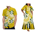 Wholesale Custom Polynesian Tribal Printed Half Flare Sleeve Long Party Dress Maxi Island Style Dress Plus Size Womens Clothing