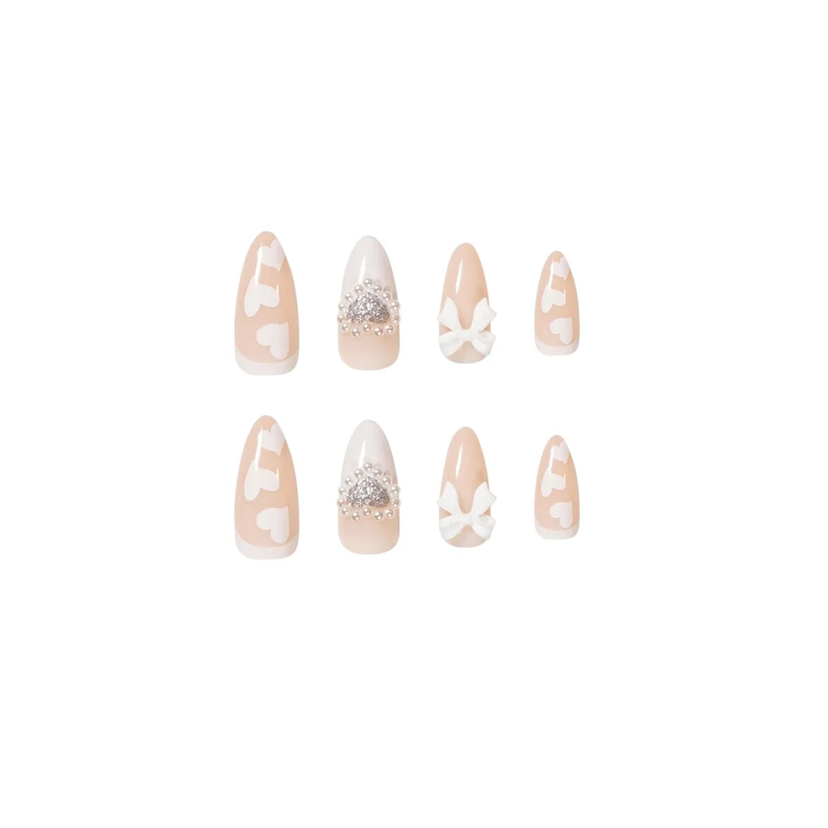 24Pcs Love Heart Butterfly Coffin Fake Nails Art French Long Ballet Detachable Wearing Press on Nail Tips Full Cover False Nails
